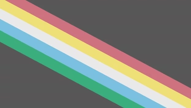 An image of the disability pride flag. A band of stripes goes from top left to bottom right corner against a charcoal background. From top to bottom, the stripes are red, yellow, white, blue, and green.